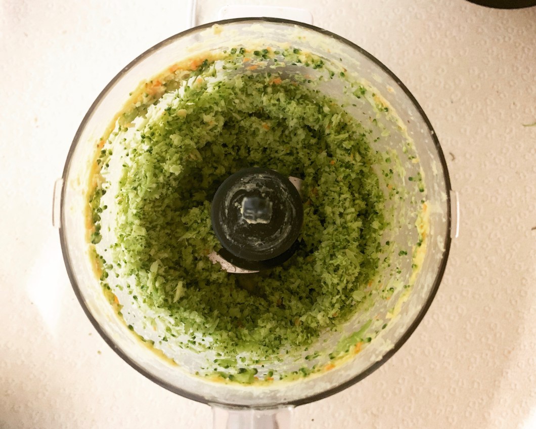 Broccoli in a food processor 