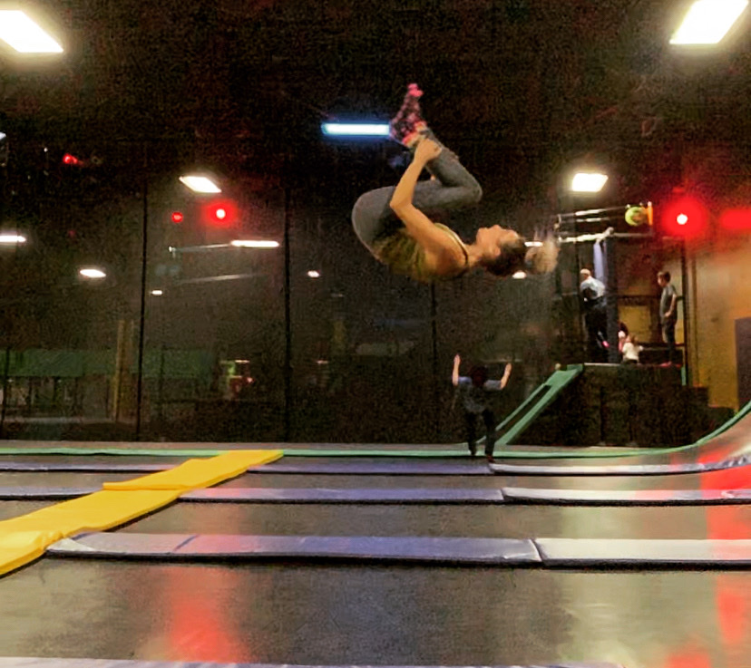 backflipping on a trampline