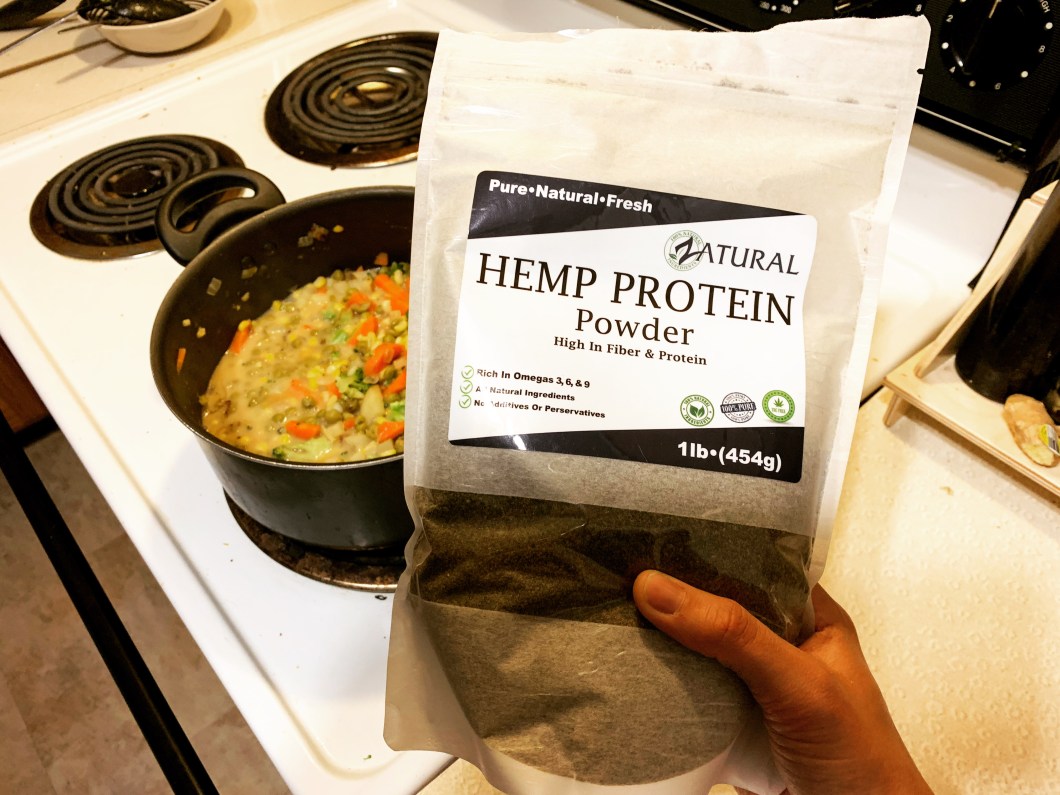 Hemp protein powder to boost your pot pie game.