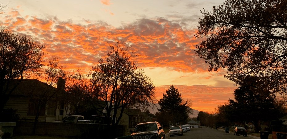 Sunset in a salt lake city neighborhood