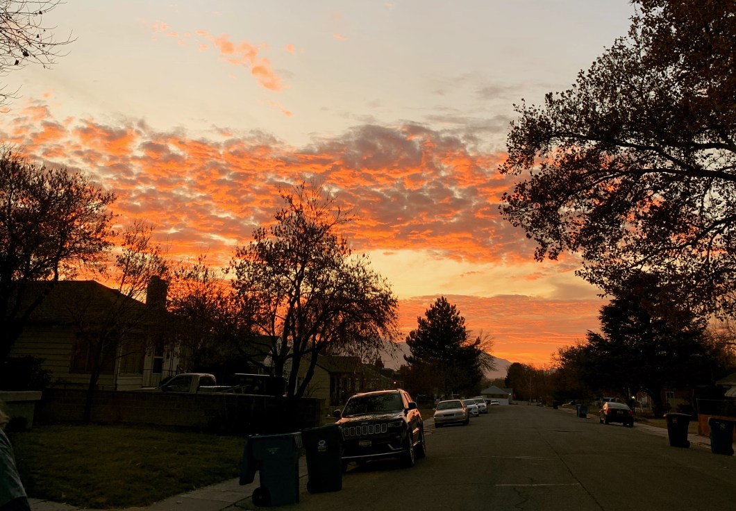 Sunset in a salt lake city neighborhood