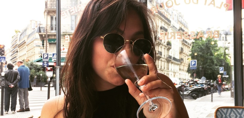 drinking wine in paris