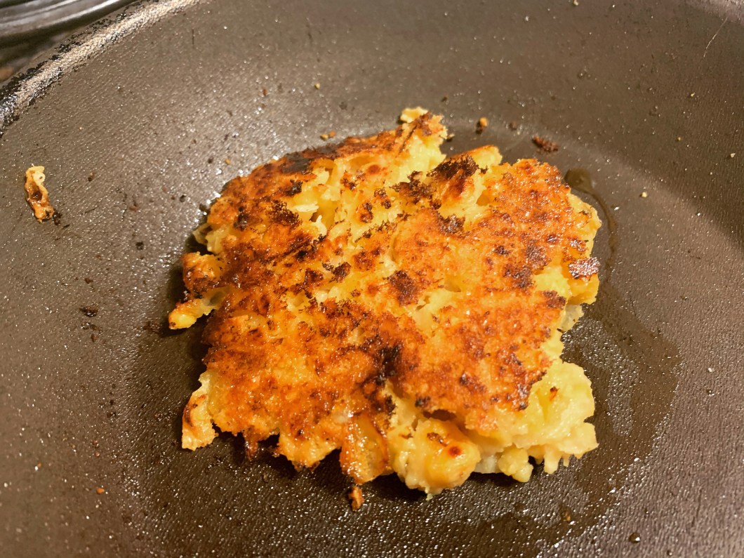 cooked chickpeas patty for vegan chickpea breakfast sandwich