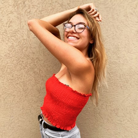 thrifted red tube top from Relovv