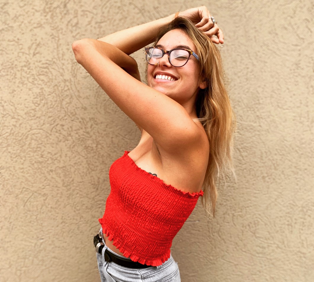 thrifted red tube top from Relovv