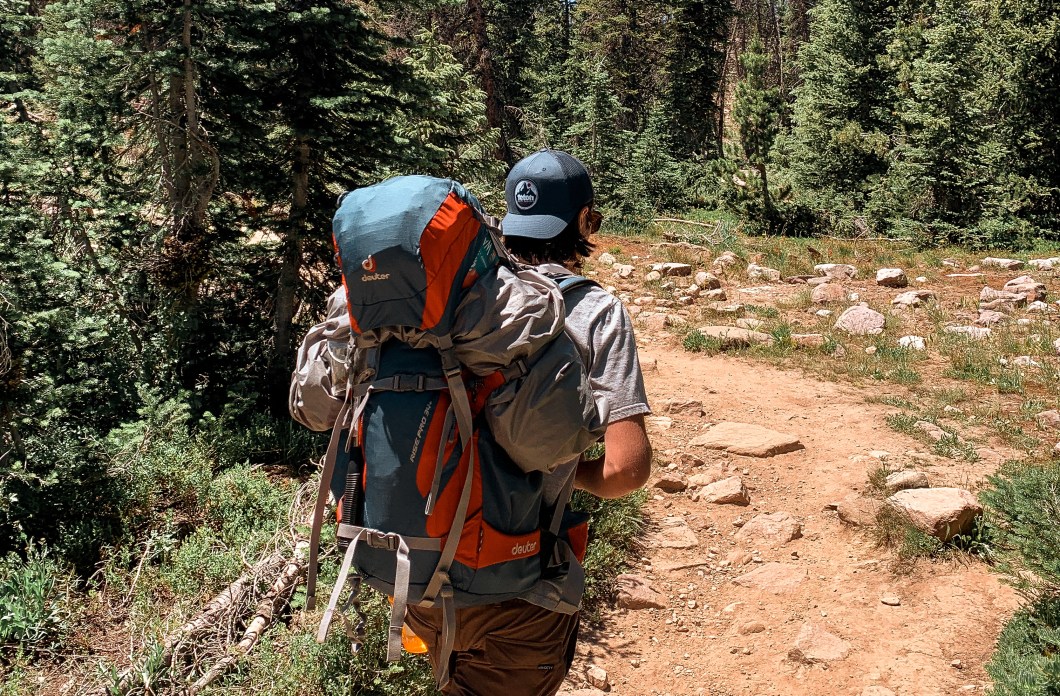 rope and climbing gear while backpacking to ruth lake
