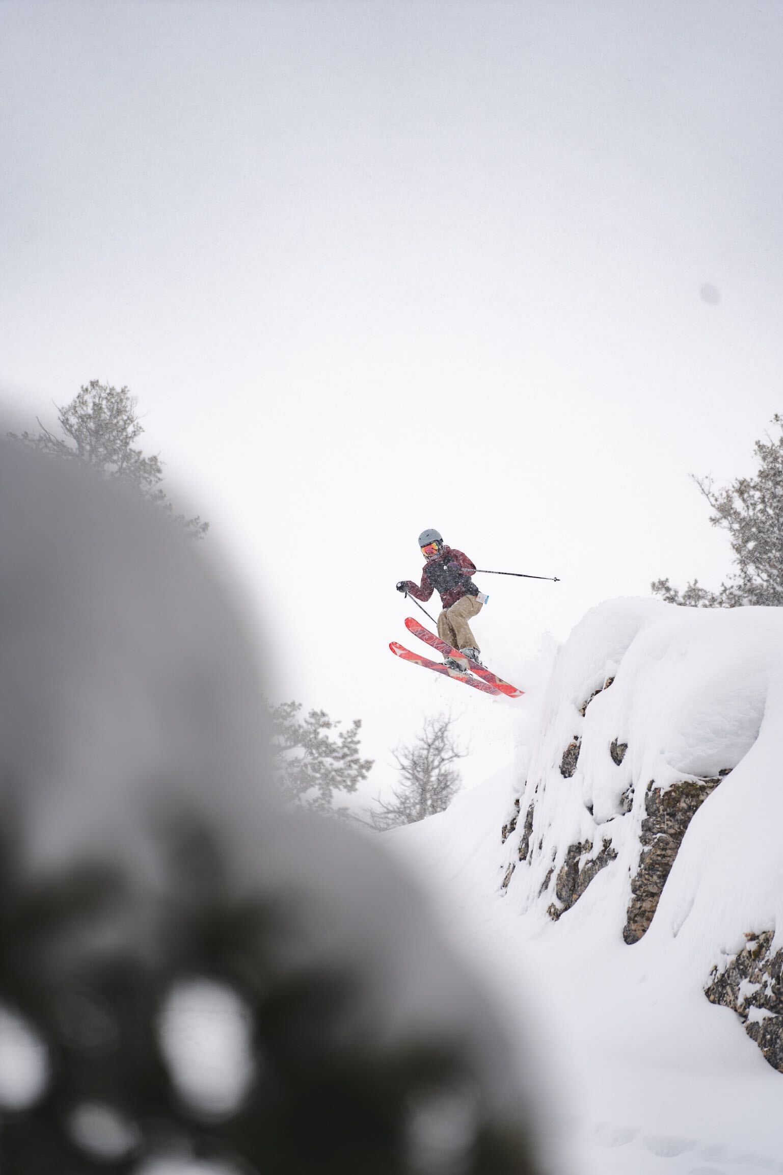 skiing at powder mountain in Saga Oxford Pants