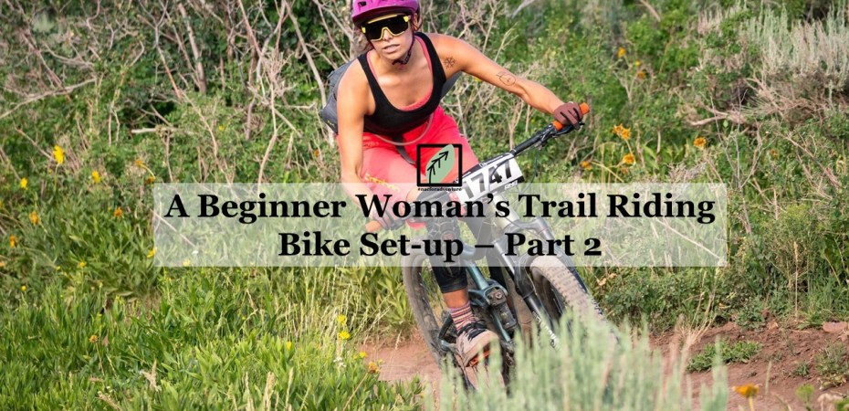 woman's beginner bike trail riding bike set up