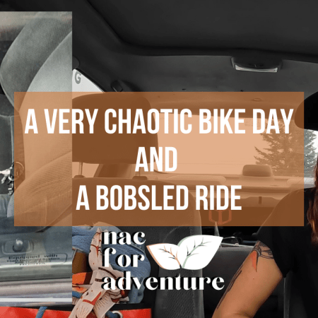 A Very Chaotic Bike Day And A Bobsled Ride In Utah YouTube Video thumnail, girl sitting in car before bike ride